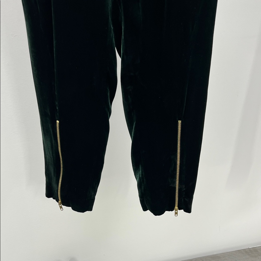 Sandro Dark Green Velvet Joggers - Picture 4 of 7